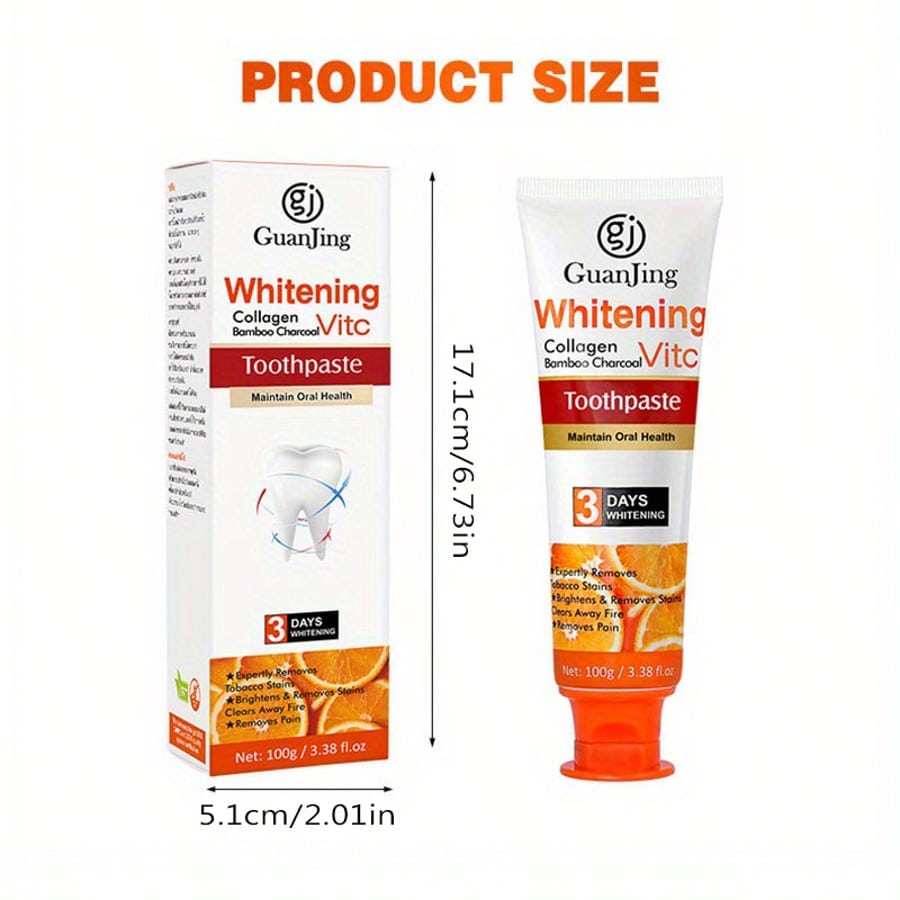 

100 г Зубная паста с витамином С, мятный вкус, для отбеливания зубов, удаления пятен и свежего дыхания, уход за полостью рта 1