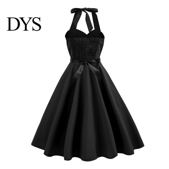 Ärmelloses Damenkleid Abend Schnürung Neckholder A-Linie Großer Schwung Rückenfrei Aus Retro Dame Schulter Unifarben Cocktailparty Hochzeit Midi