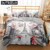 Paris Eiffel Tower 3D Duvet Cover Bedding Set Comforter Linen Pillowcases Home Decor Single Double Twin King Queen