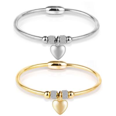 Einfaches modisches Liebesarmband mit magnetischer Schnalle, weiblich, mit Herzen, eingelegtem Zirkon-Armband