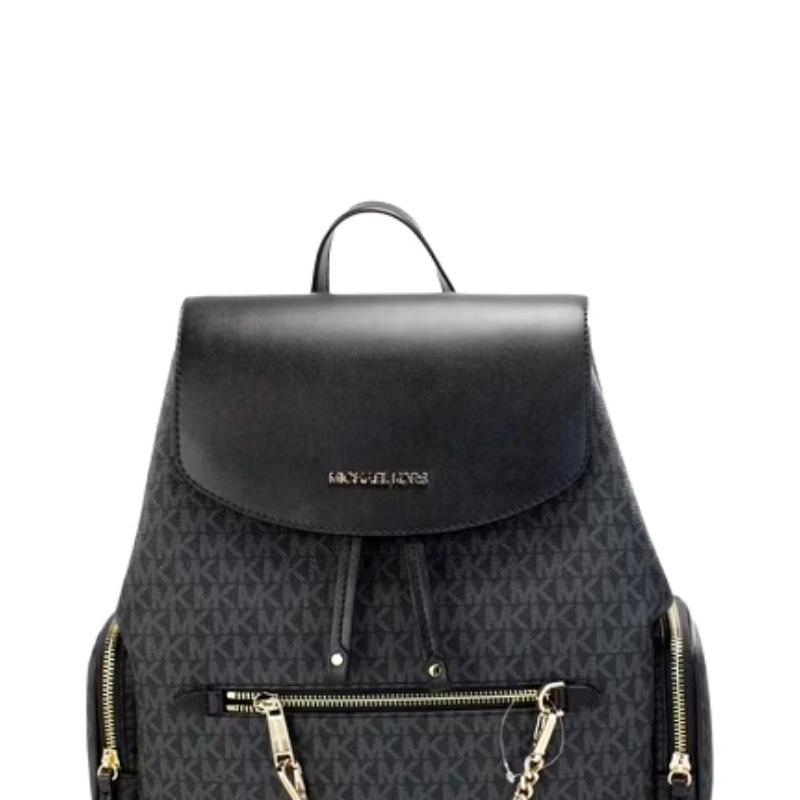 MICHAEL KORS Jet Set brand logo chain design PVC (polyvinyl chloride) plus leather backpack large size women's black