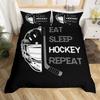Eishockey Hockey Bettwäscheset Sportbett Bettdecken-Set Kinder Wintersportspiele Dreiteiliges Set
