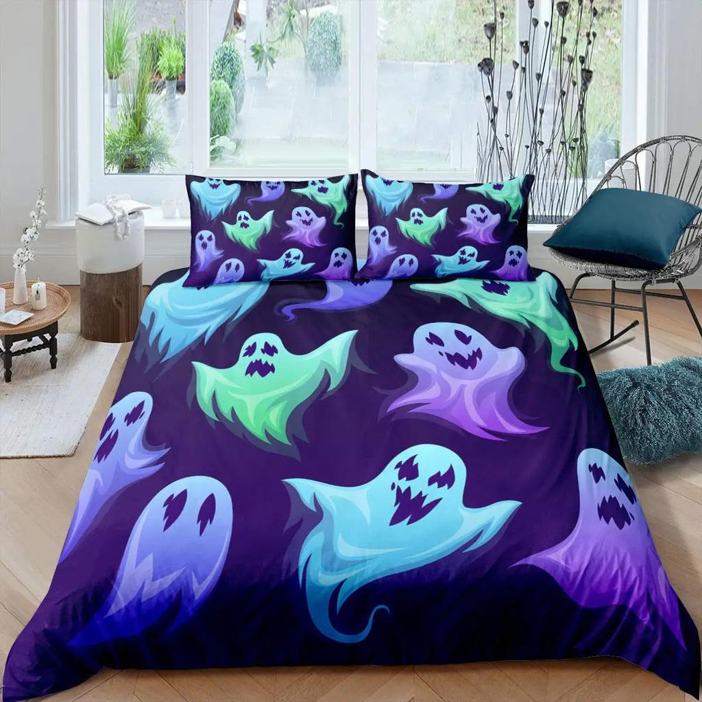 Halloween Decorations Duvet Cover Twin Cartoon Pumpkin Comforter Cover Lantern Ghost Quilt Cover Kids Boys Girls Holiday Gifts