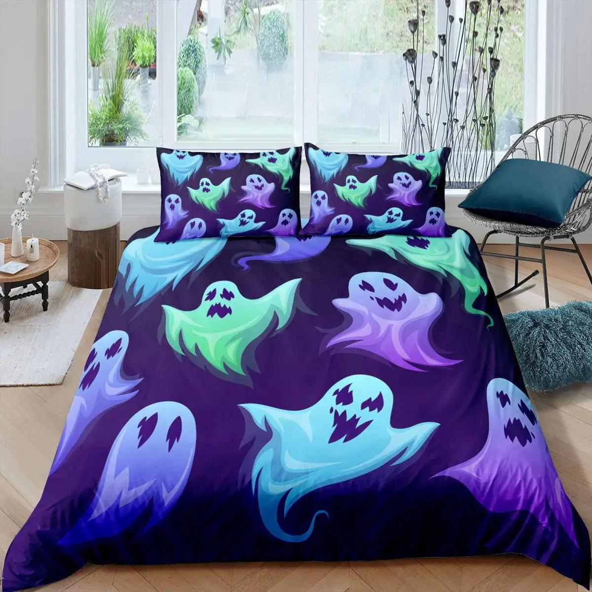 

Halowen Decorations Soft Duvet Cover Twin Carton Pumpkin Warm Comforter Cover Lantern Ghost Comfortable Quilt Cover Children Kids Young Boys Young 135*200cm Eu-Single
