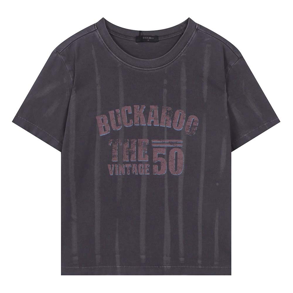 Burkeru Women S 20S Single Vintage Logo Crop Short Sleeve T-Shirt Charcoal Gray Charcoal Grey_Xs