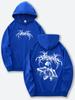 Black Hoodie Men's Skull & Branch Graphic Print Streetwear Gothic Style Autumn/Winter Thicken Fleece Lined Sweatshirt S-3XL