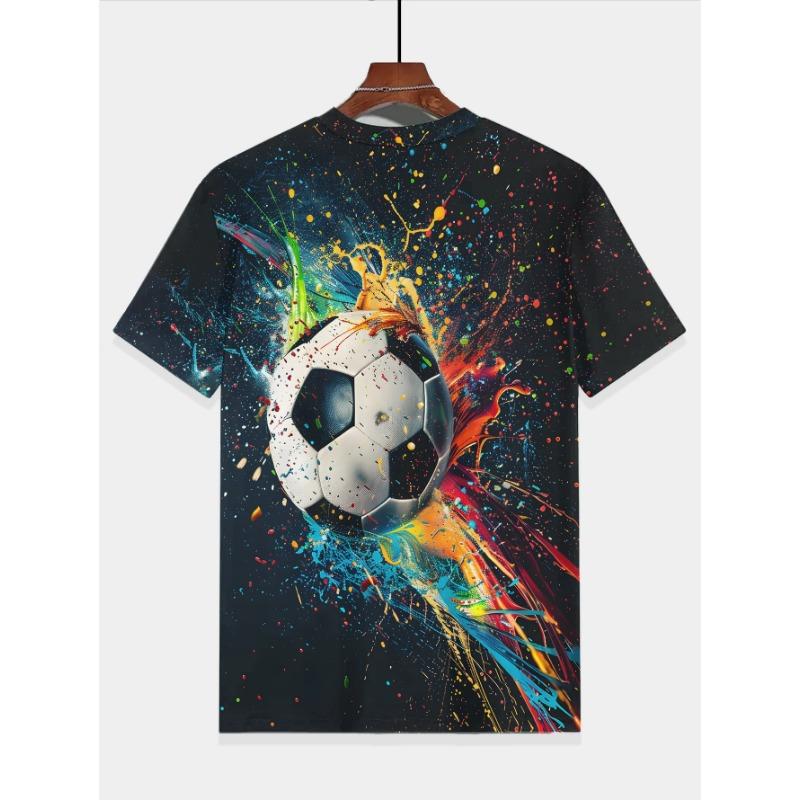 Barn T-shirt Bebis Pojkar Kläder Barn Fotboll Färg Splash Kläder T-shirt Toppskjortor Toppar Kortärmad koreansk pojkskjorta