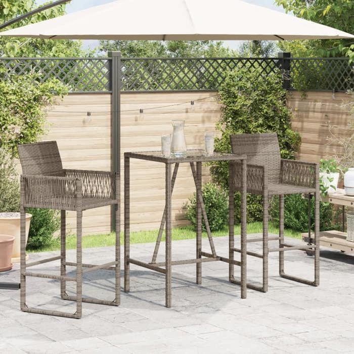VidaXL Outdoor Bar Table Grey 70x70x110 Cm Poly Rattan, Bar Table, Outdoor High Table, Garden Pub Table, 368695