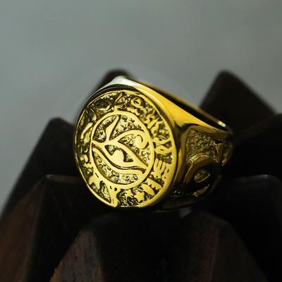 Retro Personalized Ancient Egypt Pharaoh's Eye Ring for Mens Punk Fashion Stainless Steel Ankh Cross Ring Biker Amulet Jewelry