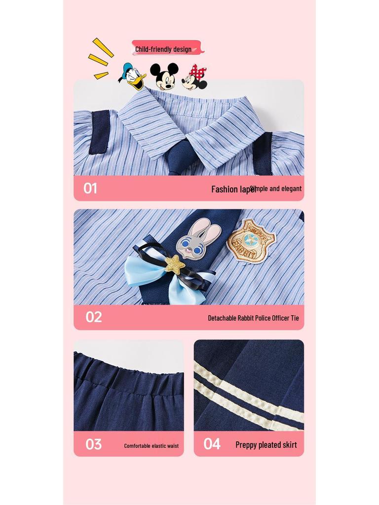 Disney Girls' Rabbit Police Officer Set: Long Sleeve Shirt & Short Skirt Two-Piece.