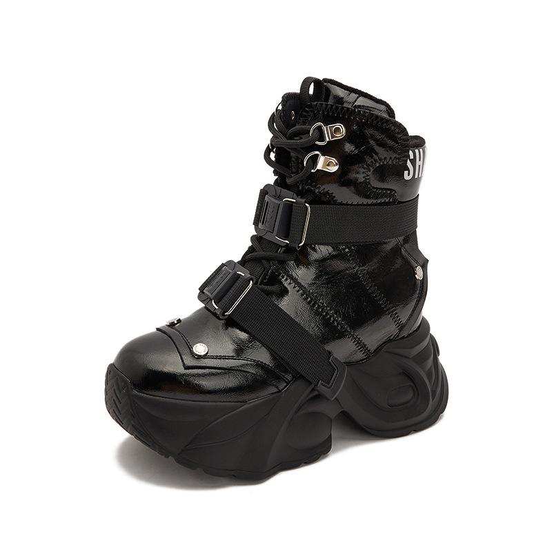 Platform dad shoes women's 2025 winter new velvet sports and leisure shoes versatile high-top inner height-increasing women's shoes