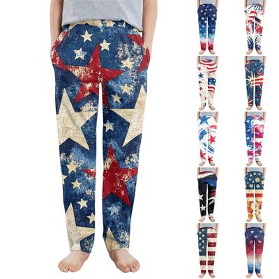 Kinder Jungen Mädchen Sport Hose mit Aufdruck zum Unabhängigkeitstag, mit Tasche, Freizeithose