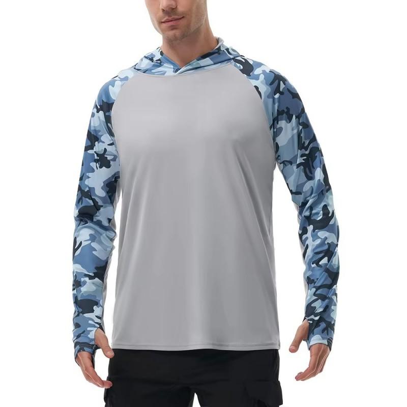 Quick-Dry UV-Protective Hooded Long Sleeve Fishing Shirt Men - Milk Silk Performance Top Outdoor Activities