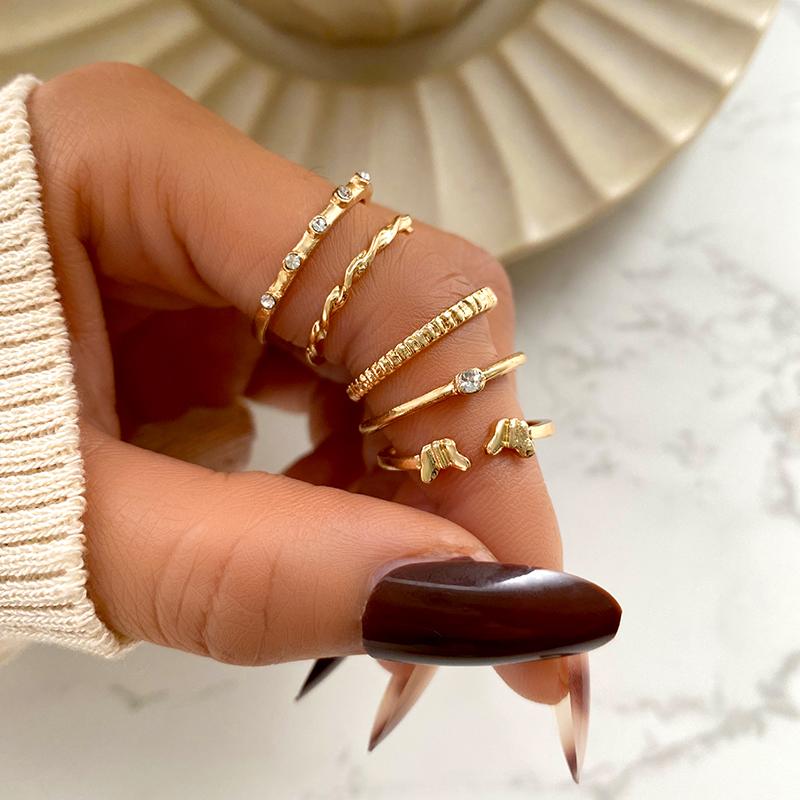 Punk Snake Black Rings Set For Women Vintage Geometric Metal Cross Rings Set 2022 Fashion Trend Personality Jewelry