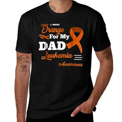I Wear Orange For My Dad Leukemia Awareness Tshirt Relaxed Casual Short Sleeve Tee