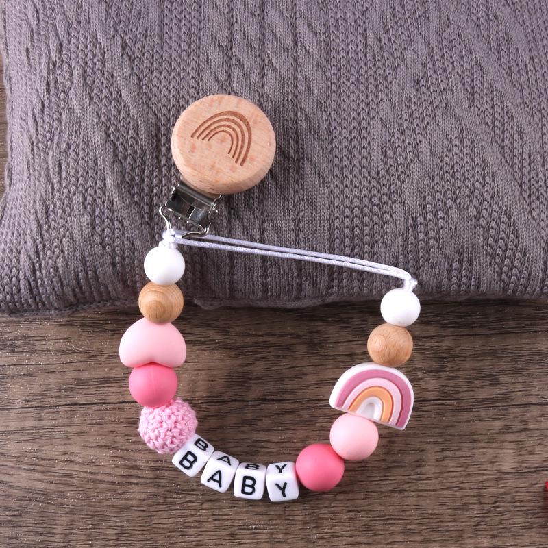 

Rainbow Beech Wood Pacifier & Teether Anti-Drop Chain