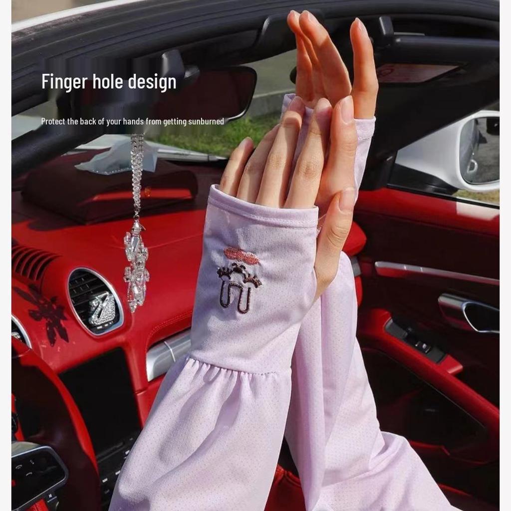 Damskie rękawki bez palców z lodowego jedwabiu chroniące przed promieniowaniem UV do jazdy na świeżym powietrzu