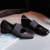 Retro Square Head Ballet Shoes Women's Low Heels Women's Shoes Spring New Temperament Mary Jane Shoes Elastic Band Women's Shallow Mouth Single Shoes