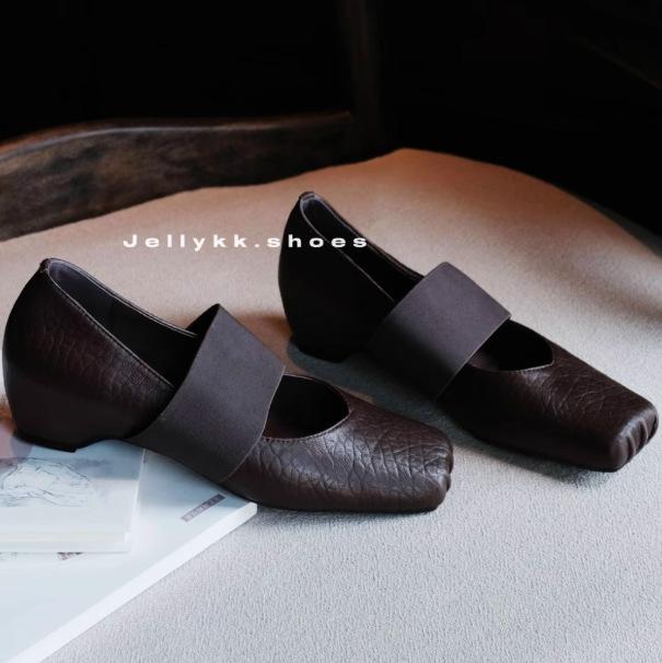 Retro Square Head Ballet Shoes Women's Low Heels Women's Shoes Spring New Temperament Mary Jane Shoes Elastic Band Women's Shallow Mouth Single Shoes