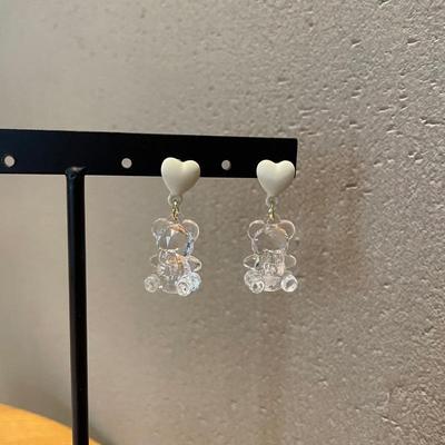 Pendientes colgantes de dibujos animados de oso gomoso rosa 2023 para mujer, aro de oso de mermelada con lentejuelas de colores, regalo de joyería de la suerte para niña linda