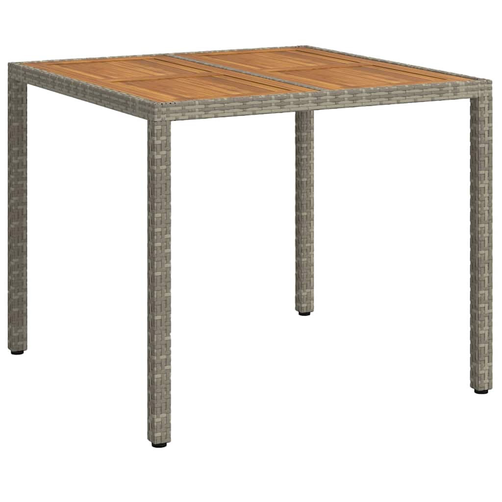 Garden Table Gray 90 x 90 x 75 cm Poly Rattan