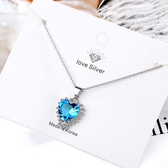 ANENJERY Hjerteformet månesteinsirkon Krystallanheng Halskjede for kvinner Kjede Trendy Elegant smykketilbehør