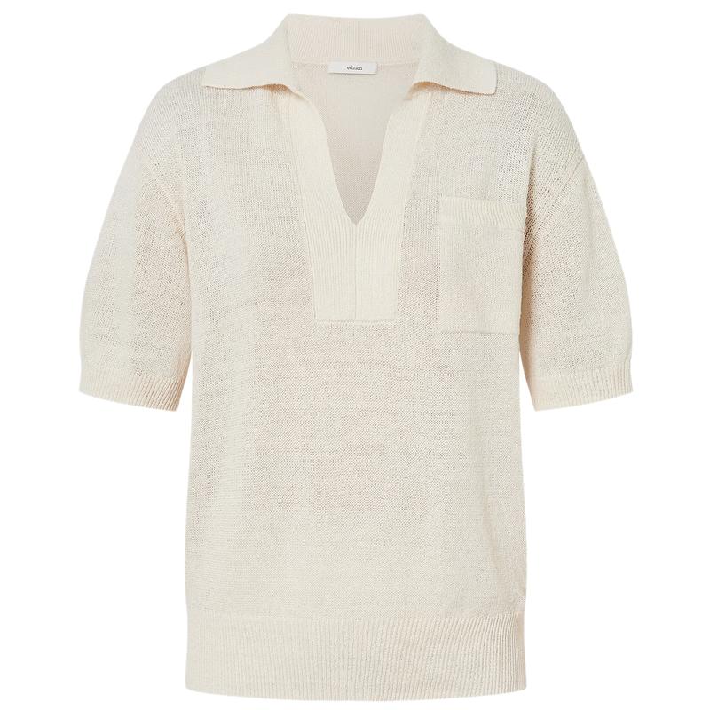 Edition Women's Silk Linen Short Sleeve Polo Knit Shirt