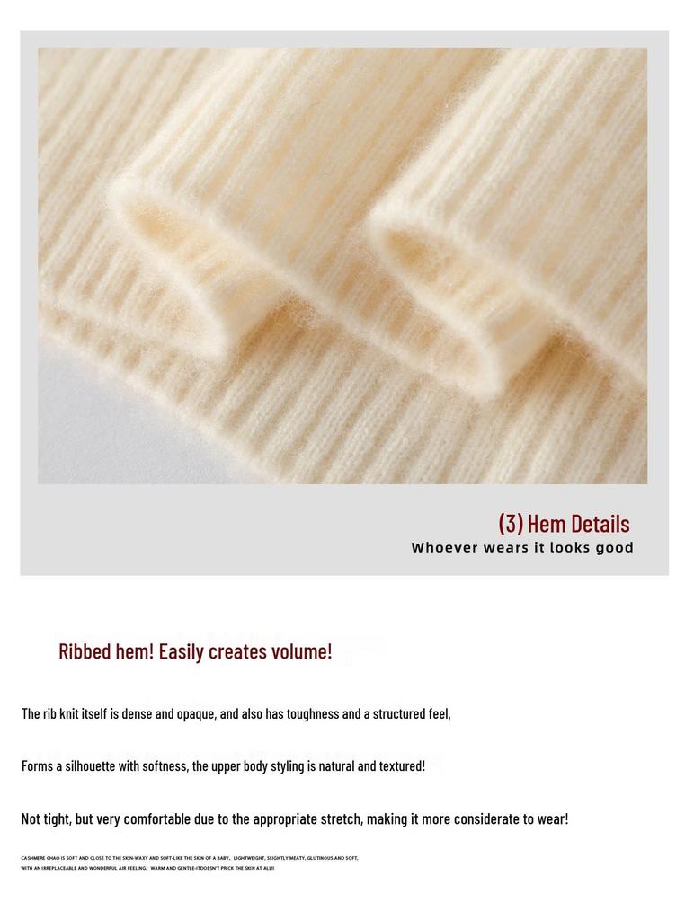 2025 Autumn/Winter High Neck Striped Cashmere Knit Slim Fit Sweater