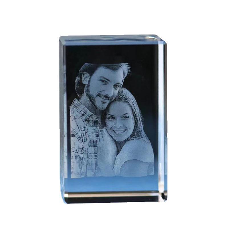 LED Heart-Shaped 3D Crystal Photo Engraving - DIY Laser Engraved White Crystal
