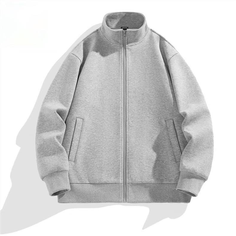 Men's Casual Stand-up Collar Zipper Hoodie Jacket - Trendy, Loose-Fit, Plus Size, Versatile Baseball Style