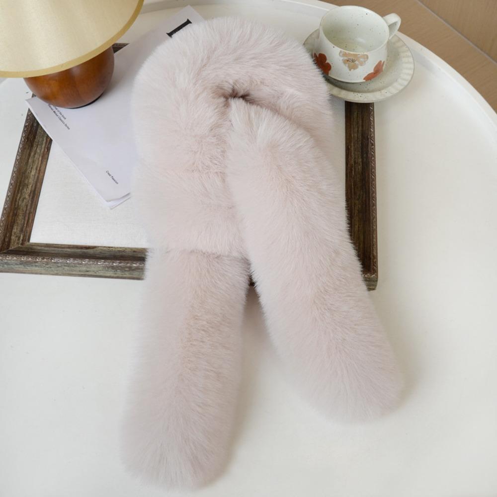 

130cm Fake Fur Long Scarf Solid Color Luxury Wraps Shawl Vintage Long Strip Scarf Autumn Winter