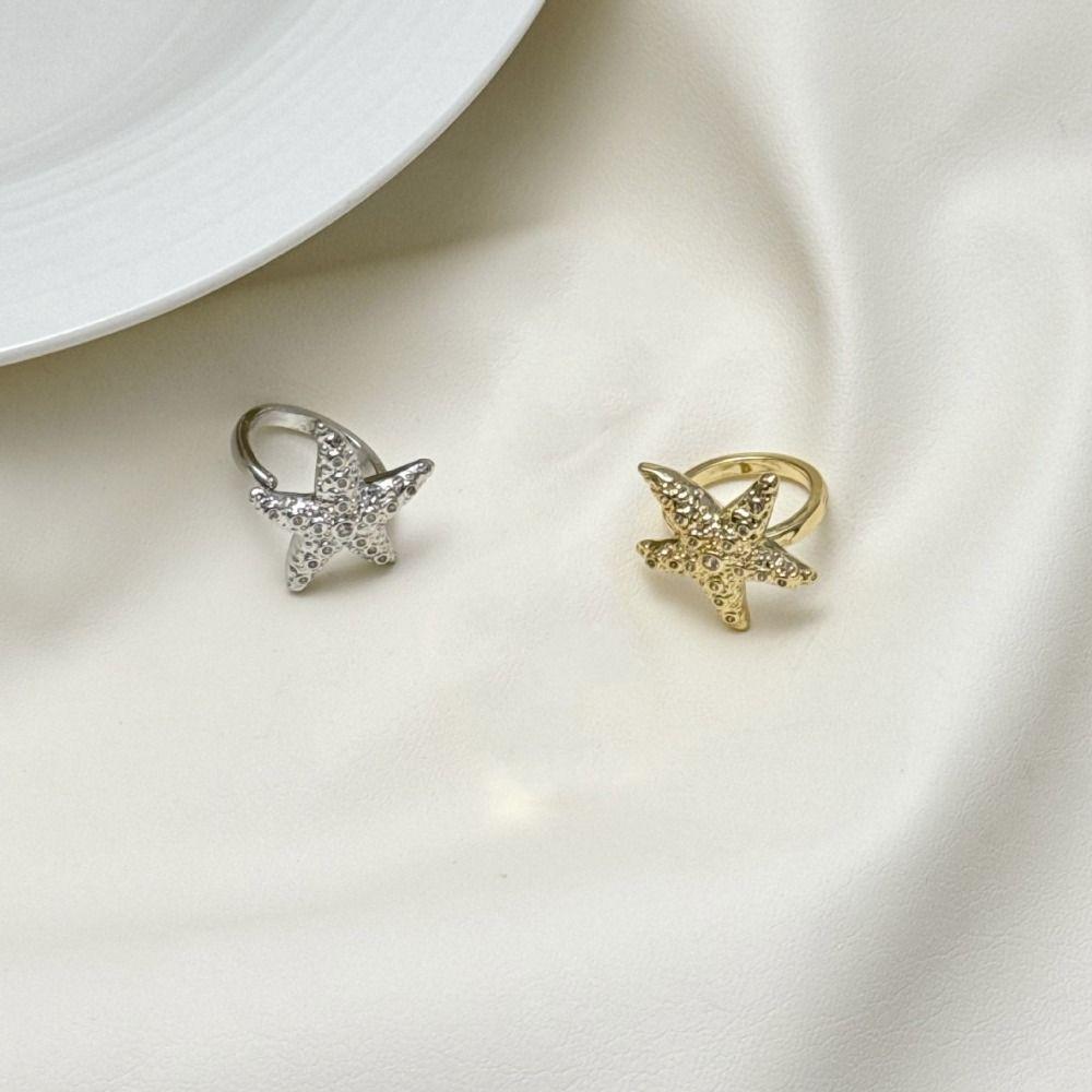 Jewelry Accessories Metal Starfish Ring Geometric Vintage Finger Buckle  Beach Vacation