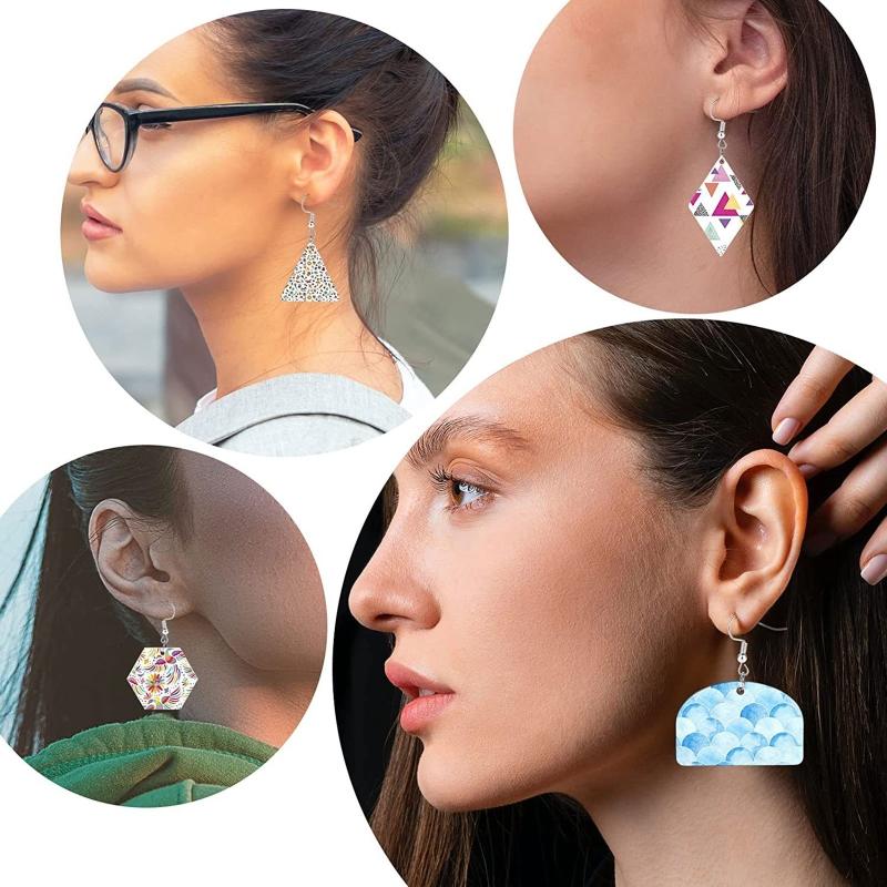 Sublimation Earrings with Cardboard Double Sided Heat Transfer Love Heart Water Drops Round Various Shapes Earrings