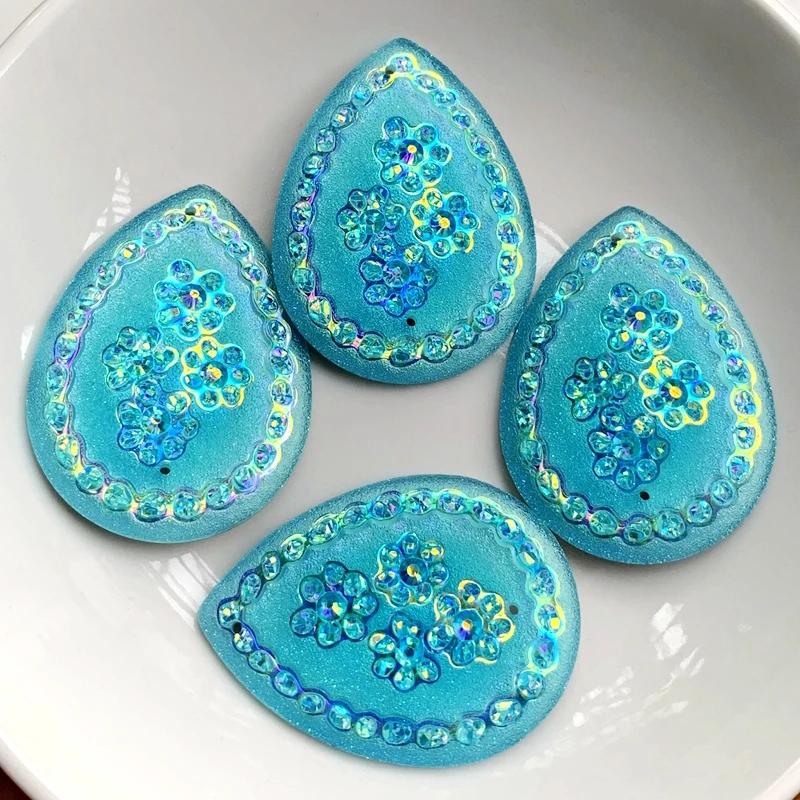 

6 шт. 30*40 мм смола капля страз для смолы капли страз и кристаллов DIY свадебное украшение пуговица поделки синий