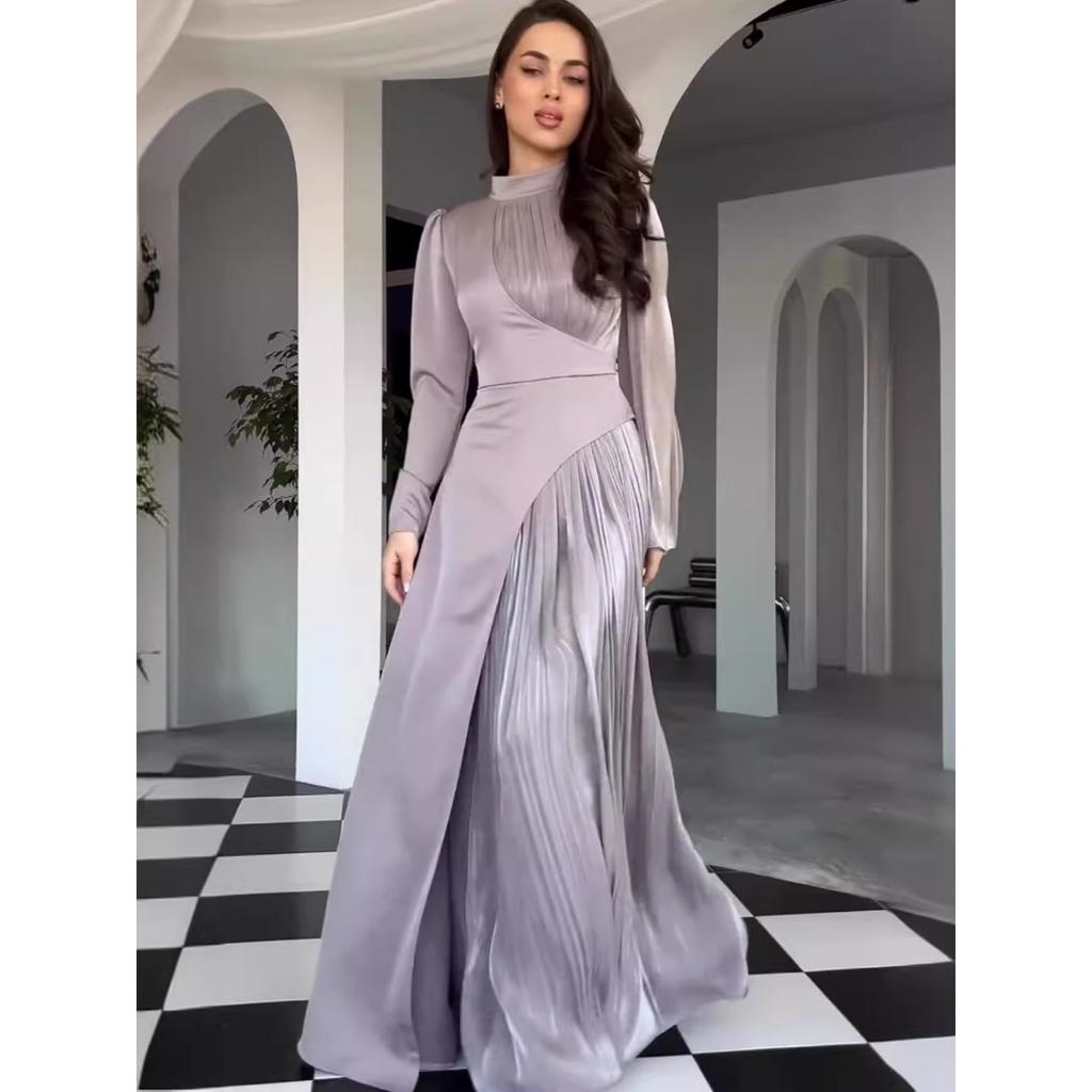 Toamnă Iarnă Nou Rochie Elegantă Bodycon Talie Înaltă Blocuri de Culoare Gât Rotund Mânecă Lungă Rochie de Seară Rochie Formală Femei Europene Americane