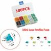 100 Pcs Assorted Car Mini Low Profile Fuses Box Kit 5 7.5 10 15 20 25 30Amp Kits