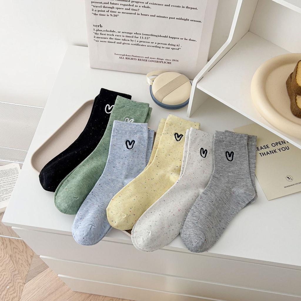 Love Embroidery Ideas Yarn Tube Socks Female Tide Spring And Autumn Internet Celebrity Korean Personality College Style Female Socks