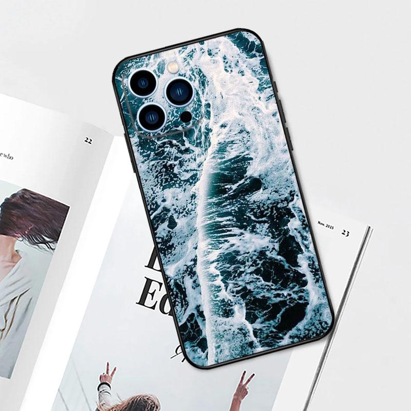Modrý Mořský Oceán Vlny Pouzdro Pro iPhone 15 14 13 12 11 Pro Max Mini Kryt X XR XS SE 8 7 14 15 Plus Příslušenství