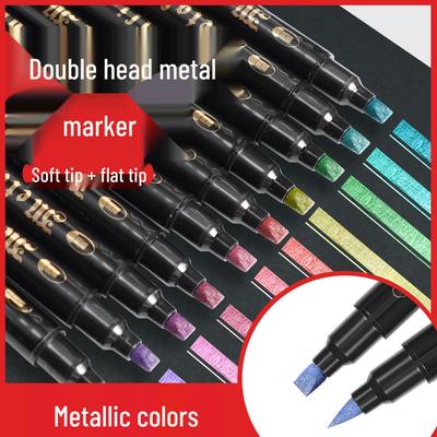 Guang Na Metal Double-Ended Marker Pens - Sets of 12, 24, or 36 Colors for Cards, Handbooks, DIY Projects, Doodling, Painting, and Calligraphy