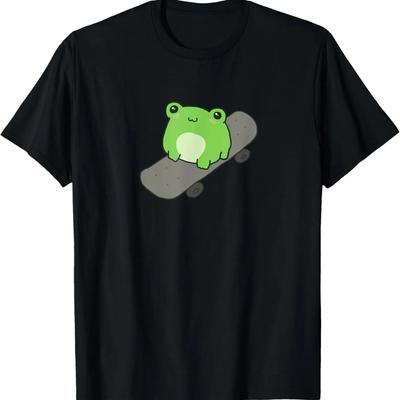 Grenouille Mignonne sur Skateboard - T-Shirt Grenouille Esthétique Kawaii