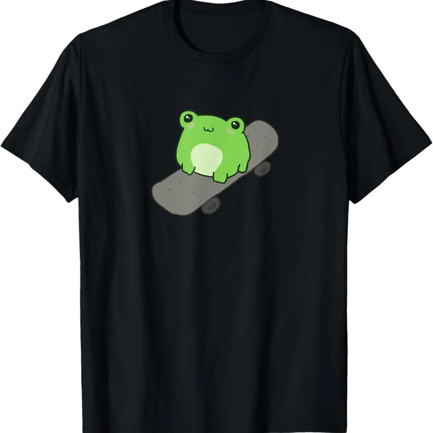 

Cute Frog on Skateboard - Kawaii Aesthetic Frog T-Shirt XXXXXL