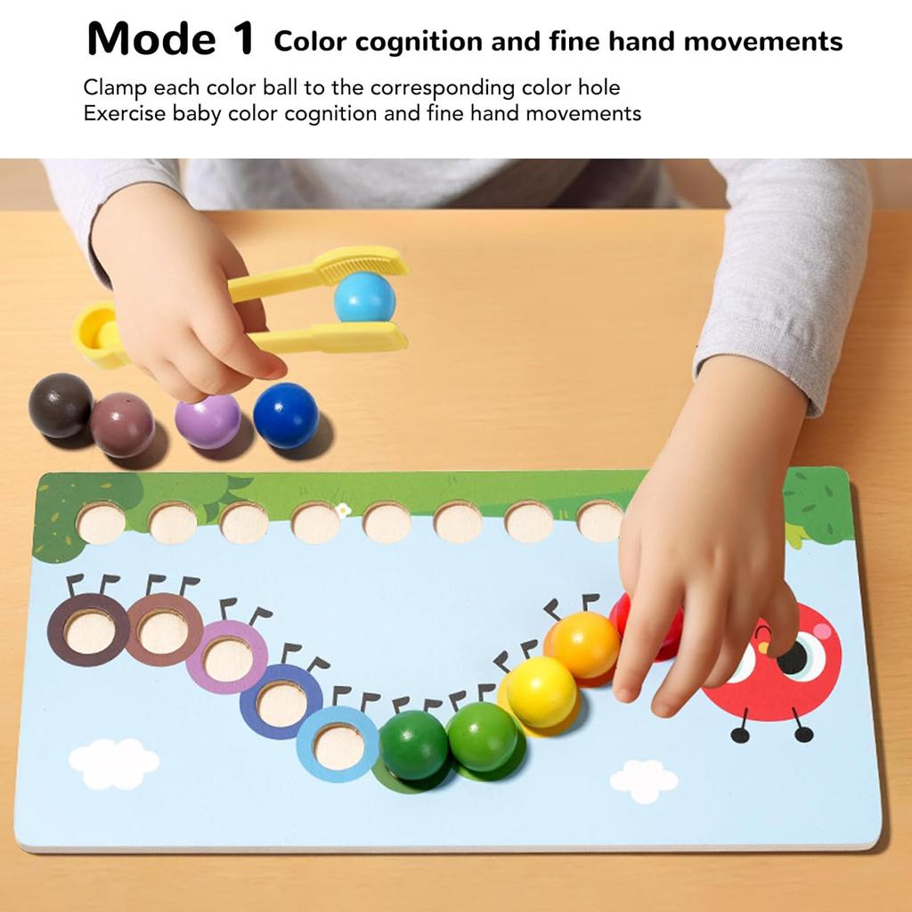 Kinder Holz Montessori Clip Perlen Spielzeug Raupe Lernspielzeug für Mathematik & Zählen Frühe Bildung Puzzle Brettspiel für Jungen und Mädchen