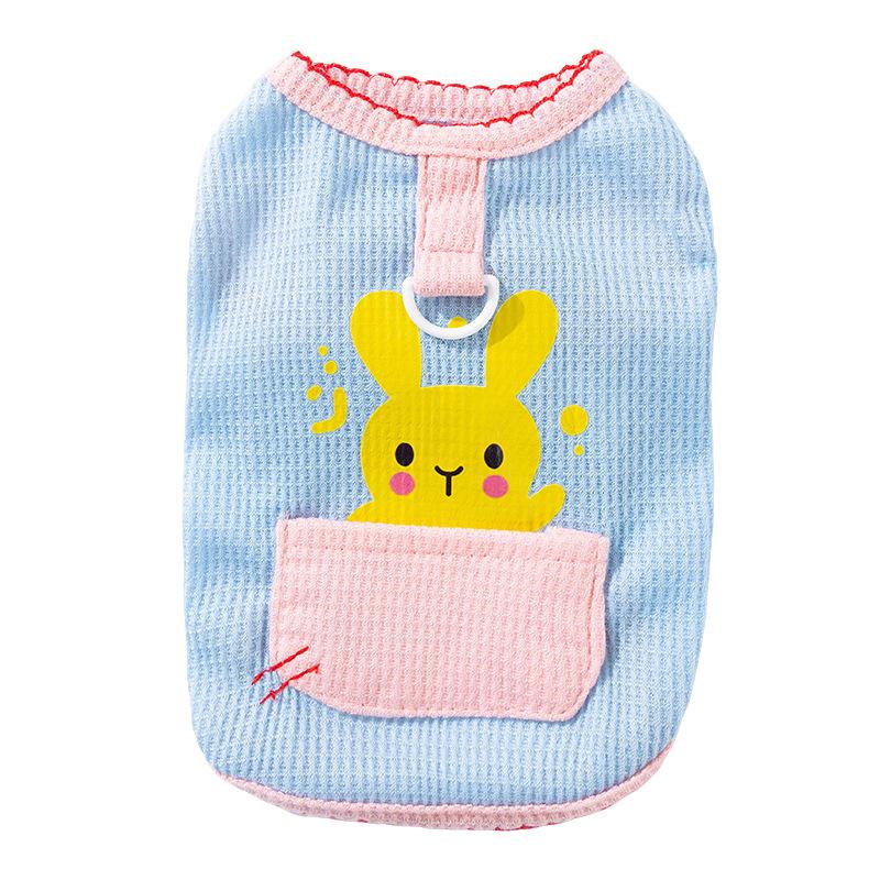 Cat clothes Cartoon pocket vest Spring and summer thin breathable bipeg blue cat kitten puppy pet clothes