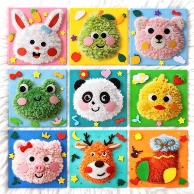 Handmade DIY Yarn Painting Kit for Kids: Sewing, Embroidery, Punch Needle & Threading Craft Pack