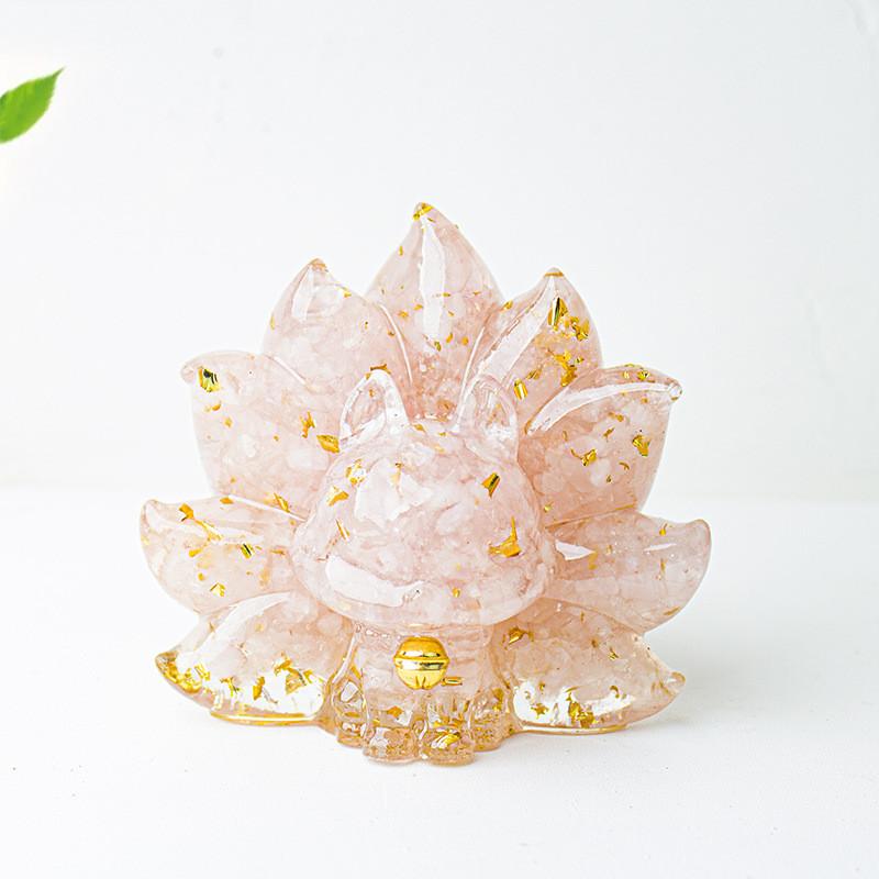 Mythical Creature Resin Crystal Nine Tailed Fox Ornament For Tabletop Decor Gift