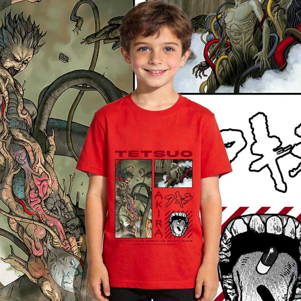 Kids Cotton T Shirt Akira Tetsuo Shima Anime Print Boys Girls Casual Soft Breathable Summer Top 100