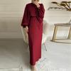 Southeast Asian Fashion Lantern Sleeves Waist Hip Crewneck Long Sleeve Women's Dress Plus Size