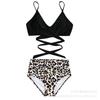 High Waist Leopard Cross Design Sexy Two Piece Bikini Swimsuit Trendy For Beach Holiday