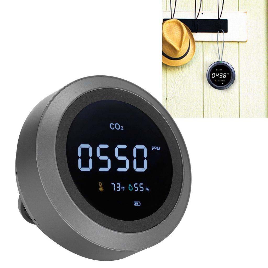 Air Quality Monitor Portable Intelligent WiFi CO2 Detector Temperature Humidity Tester Black