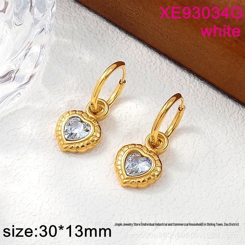 18K European Retro Emerald Zircon Hollow Stainless Steel Earrings